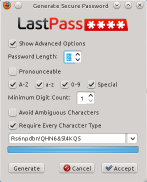 lastpass random password generator not working